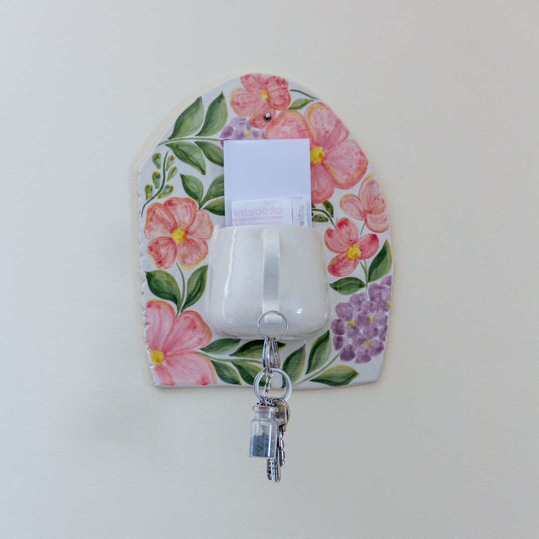 Key Racks Flowetr Wall Art Key Holder, Floral Home Decor, Key Rack Mail Holder ...