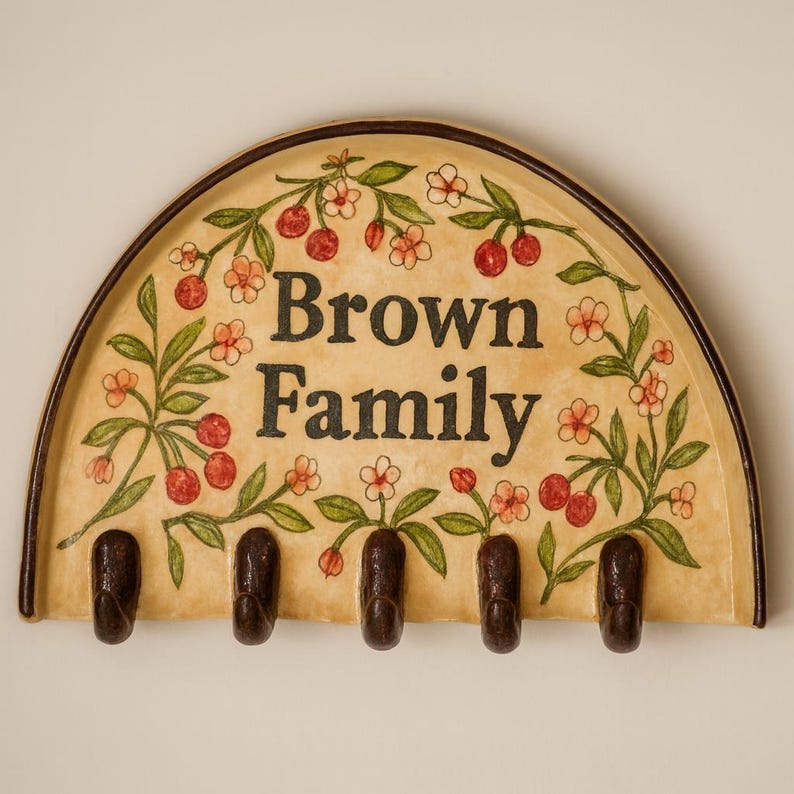 Ornate Key Racks Custom Key Holder – Personalized Wall Key Rack, Handmade Floral Key ...
