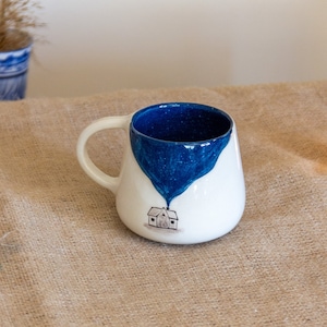 Pottery Mug Night and Stars, Handmade Ceramic Coffee Mug, Blue Sky Decorated