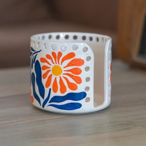 Suporte de papel higiênico feito à mão, suporte de rolo de papel higiênico, decoração floral para banheiro