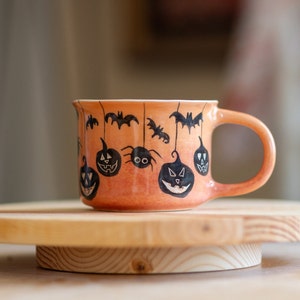 Halloween Mug, Handmade Halloween Gift, Pumpkin Mug