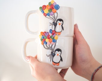 Penguin Mug, Handmade Ceramic Mug - Whimsical Cup for Animal Lovers