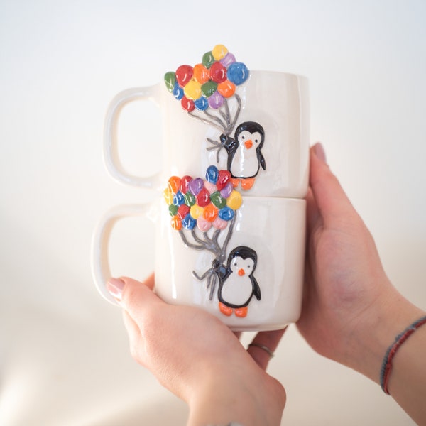 Penguin Mug, Handmade Ceramic Mug - Whimsical Cup for Animal Lovers