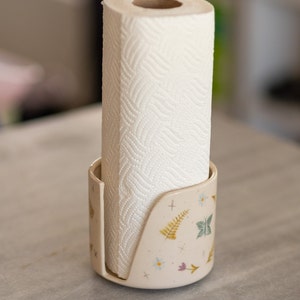Paper Towel Holder Floral Kitchen Decor, Ceramic Towel Rack Handmade Gift Idea, Gift for Mom Pattern 8