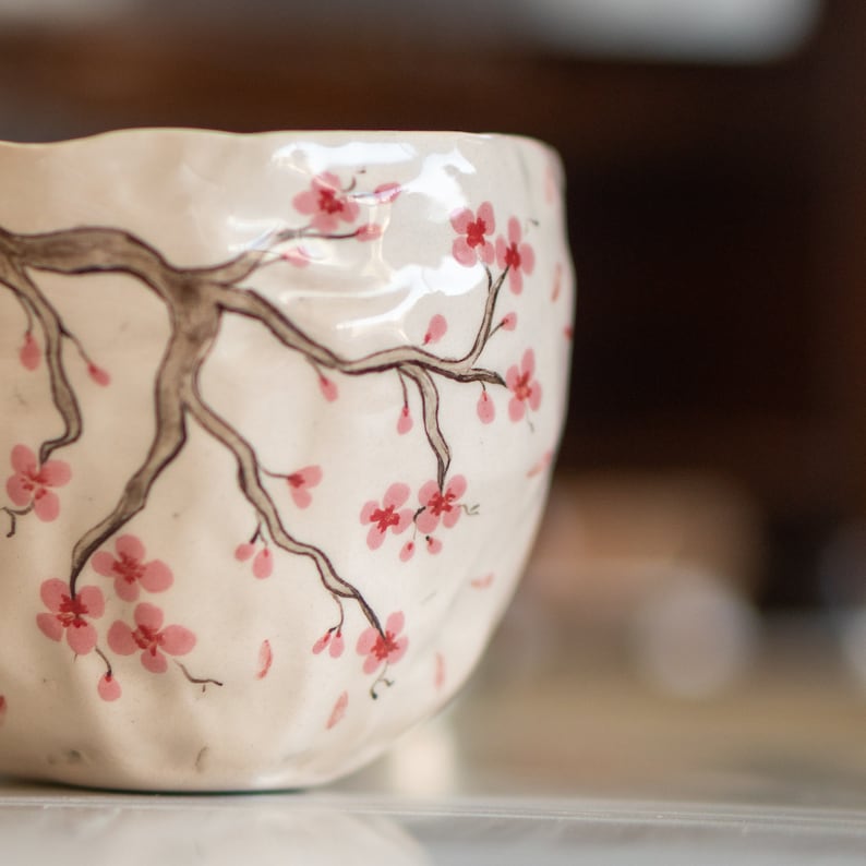Sakura Flower Pottery Mug Cherry Blossom Tree, Handmade Pottery Coffee Cup, Lovely Gift Idea image 7