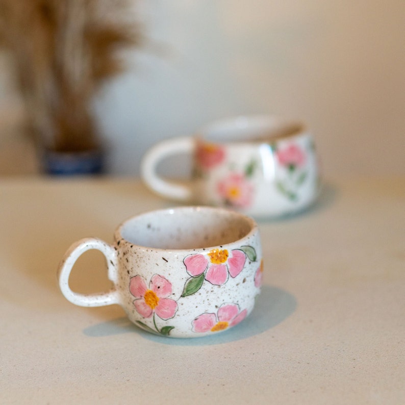 Floral Mug, Handmade Ceramic Tea Cup, Flowers Coffee Mug image 4