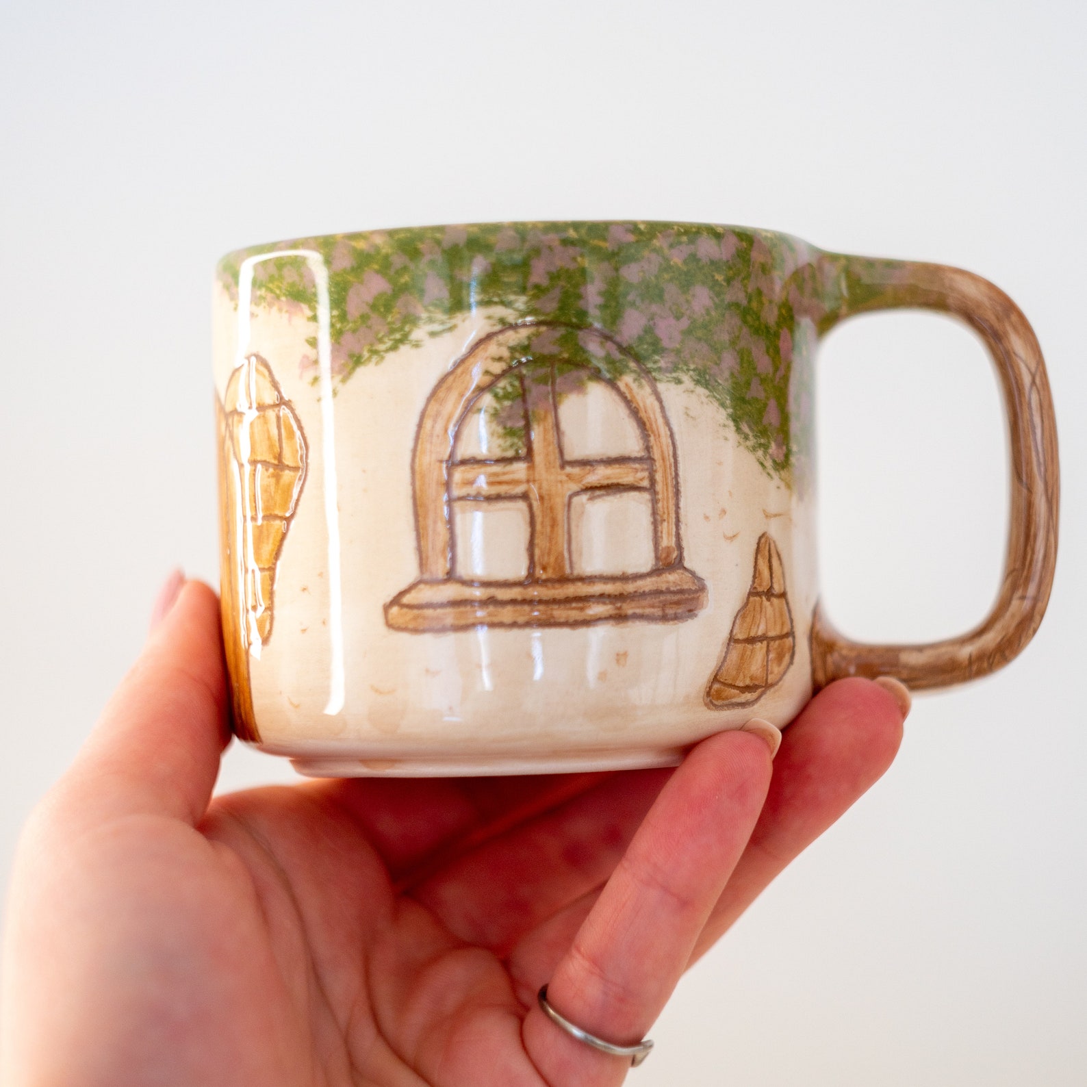 House Coffee Mug | Vintage House Decorated Coffee Cup | Large Handmade ...
