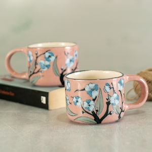 Pottery Mug - Floral Coffee Mug, Handmade Ceramic Mug, Coffee and Tea Lover Gift