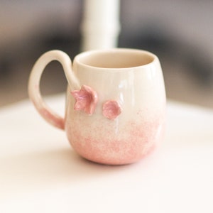 Cherry Blossom - Handmade Coffee Mug, Pottery Sakura Mug, Ceramic Coffee Cup