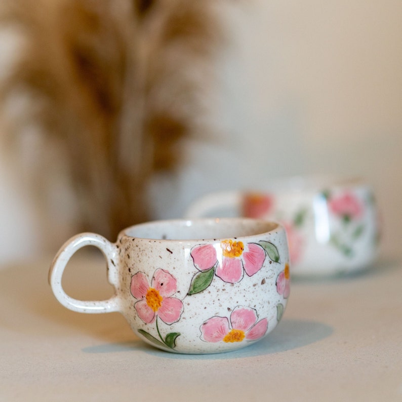 Floral Mug, Handmade Ceramic Tea Cup, Flowers Coffee Mug image 6