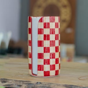 Porta-toalhas de papel de cerâmica - decoração de cozinha xadrez, porta-rolos de papel