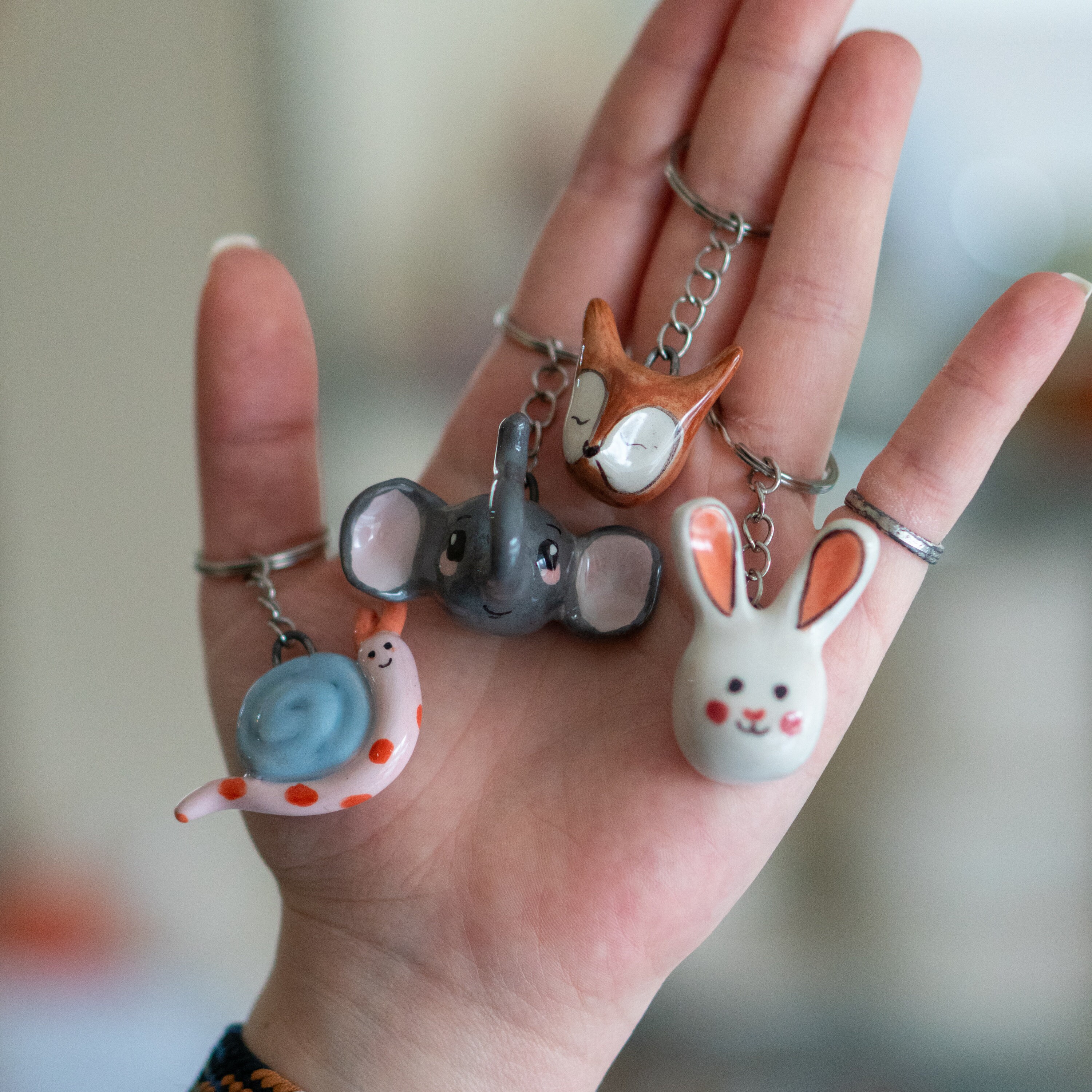 キーホルダー・キーリング [Human Made] Animal Keyring Silver Humanmade Human Made Animal Rabbit Keychain #1 Key Ring