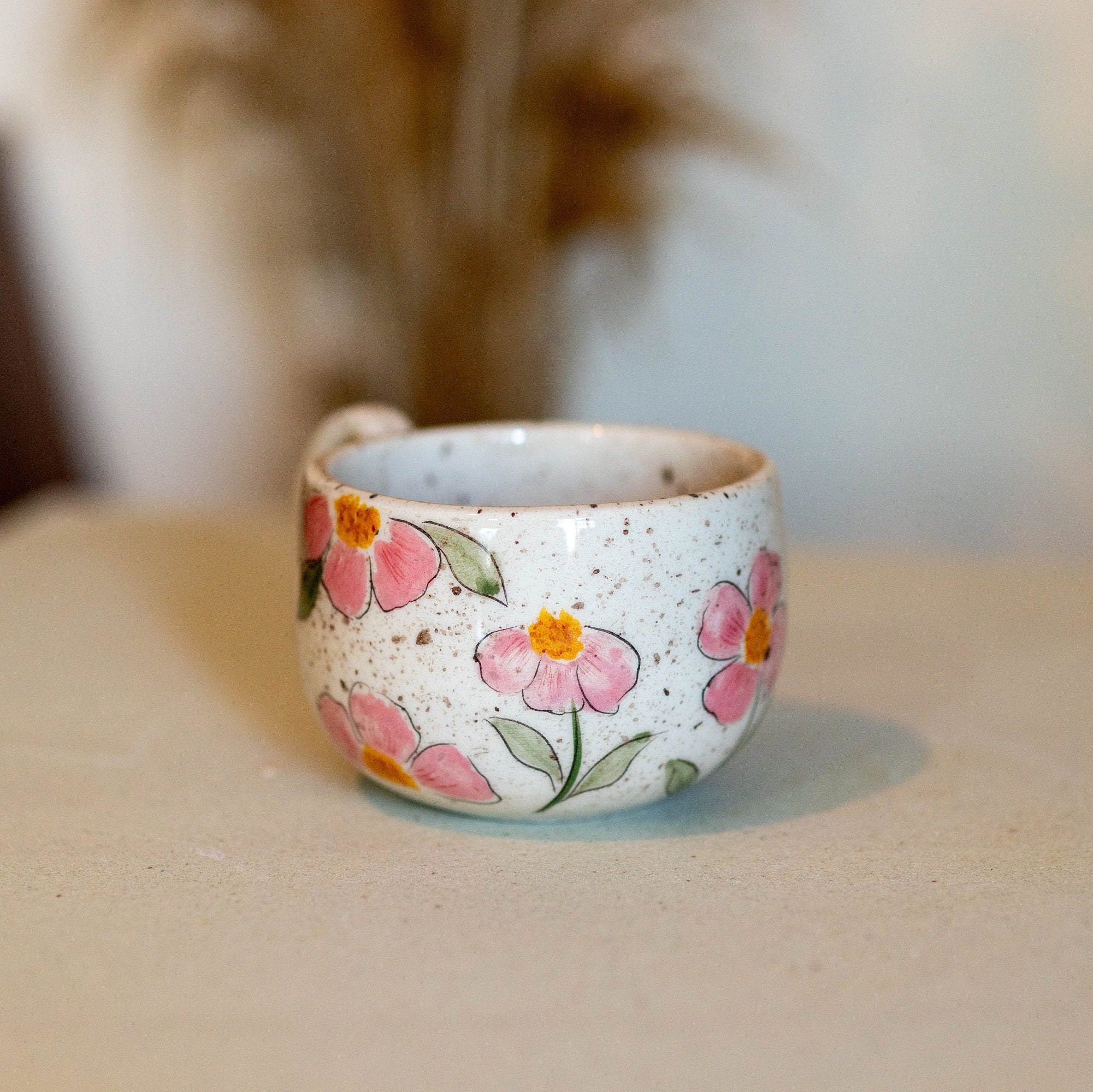 Eccolo Daisies Ceramic Coffee Mug, White and Blue Floral Handpainted  Stoneware Tea Cup with Handles …See more Eccolo Daisies Ceramic Coffee Mug,  White