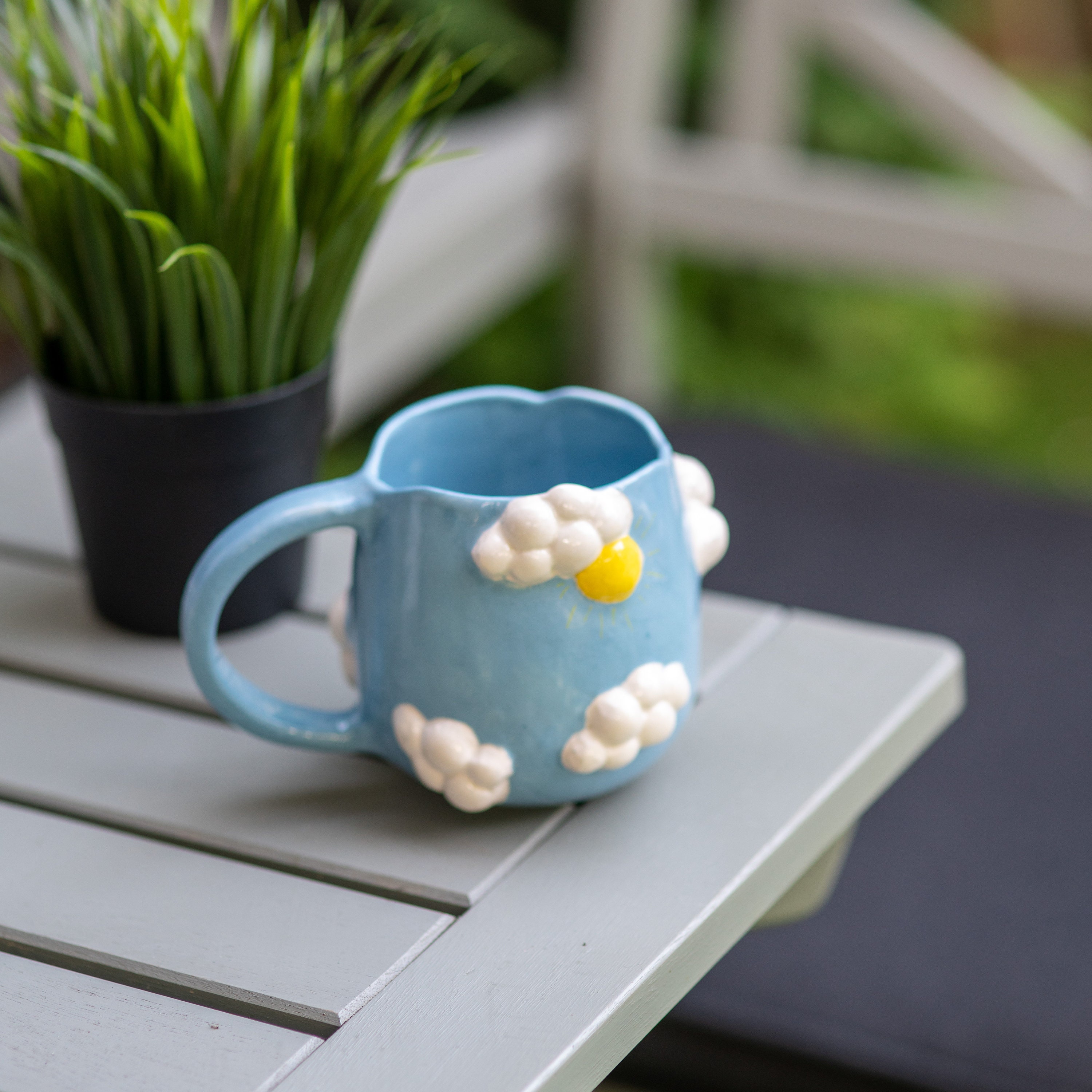 ブルースカイコーヒー陶器、手作りのカラフルなコーヒーマグ