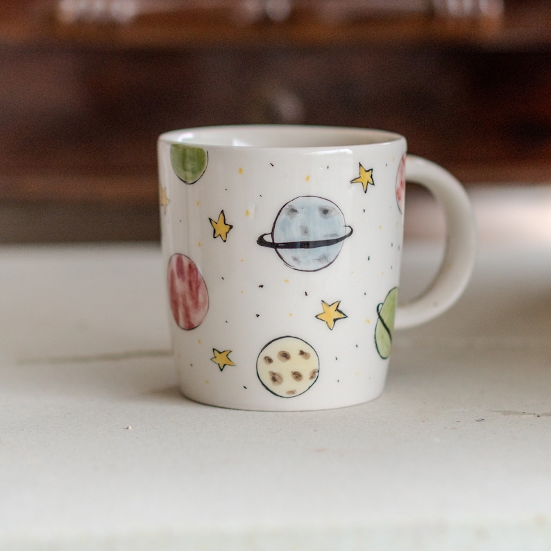 Planet Mug Space Mug Celestial, Handmade Ceramic Mug, Gift for Science Lover zdjęcie 1