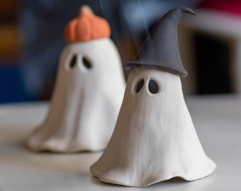 ゴーストのお香立て、ハロウィンゴーストのデコレーションアイデア、ハロウィンキャンドルホルダー、ゴーストのお香炉