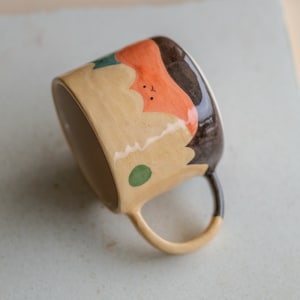 Cat Mountains Coffee Mug Handmade and Hand-painted, Pottery Mug Ceramic Cup zdjęcie 6