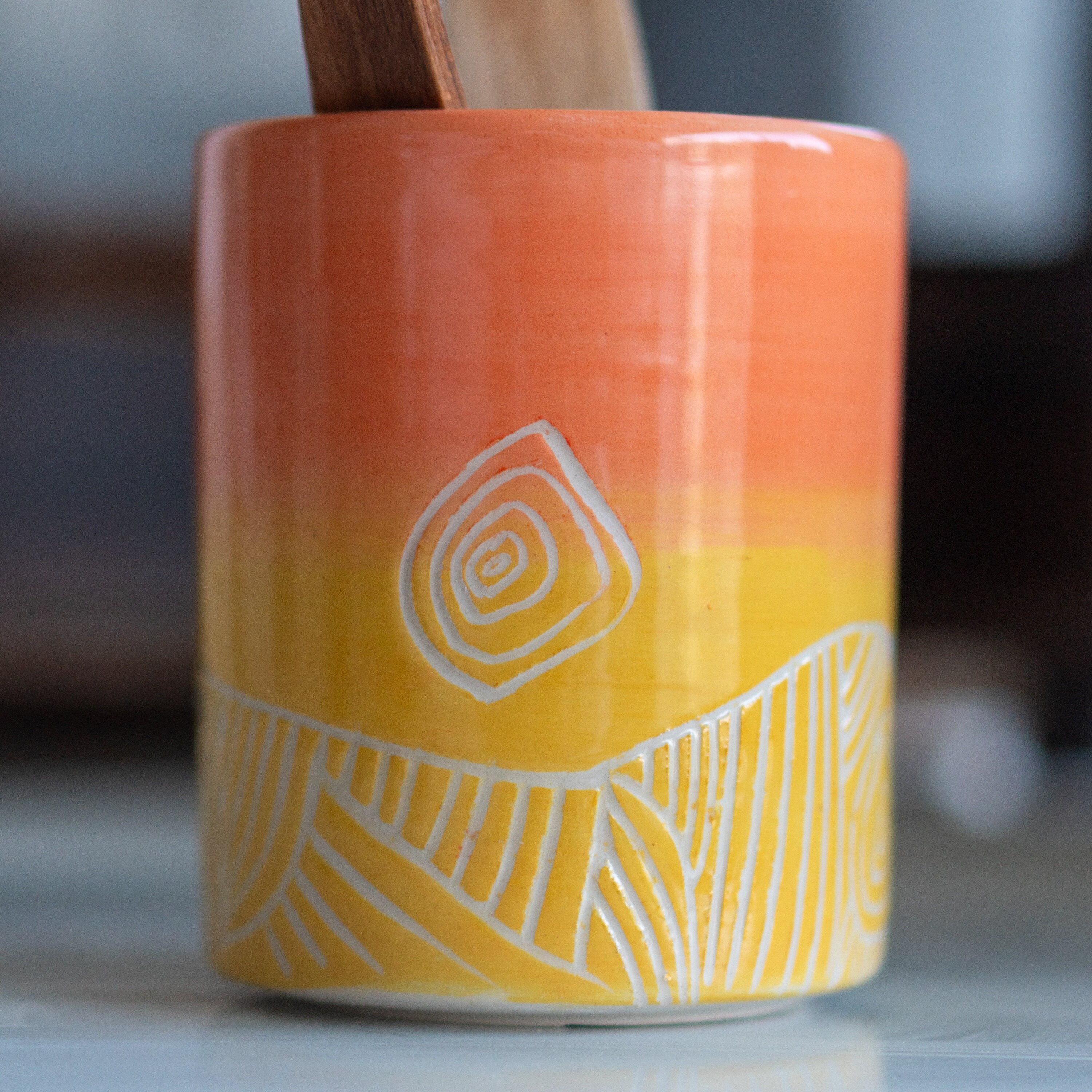 Kitchen Utensil Holder - Pencil Holder, Handmade Ceramic Kitchen Decor ...