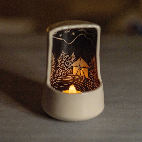 Bougeoir unique - Photophore en céramique fait main, décoration de chambre à coucher rustique