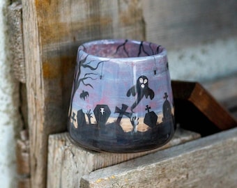 Spooky Mug, Halloween Gothic Mug, Ceramic Large Mug, Handmade Coffee Mug