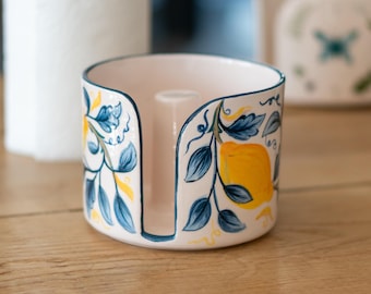 Toilet Paper Holder - Lemon Tree Decor, Toilet Roll Holder, Handmade Ceramic Toilet Paper Stand