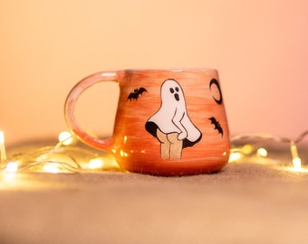 Halloween Mug, Handmade Funny Halloween Coffee Cup, Sexy Halloween Ghost Mug