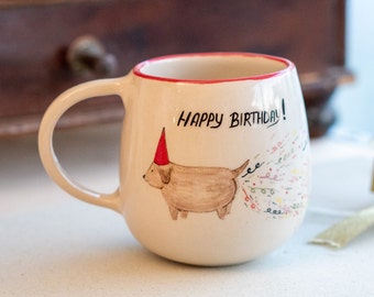 Personalized Birthday Gift Coffee Mug, Dog Lover Customized Gift, Custom Dog Mug