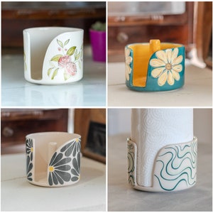 Toalheiro - Porta-toalhas de papel, presentes florais, decoração artesanal para casa
