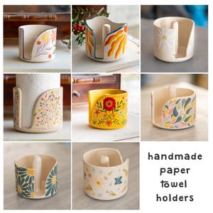 Porta-toalhas de papel - Decoração floral para cozinha, porta-toalhas de cerâmica - Ideia de presente artesanal, porta-toalhas de papel padrão e grandes