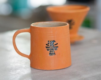 Custom Logo Mug: Handmade Ceramic Stoneware V60 Inspired