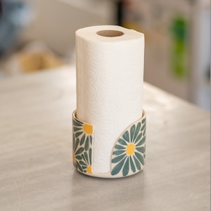 Paper Towel Holder, Floral Ceramic Hand Towel Holder, Countertop Decor, Kitchen Decor