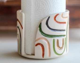 Paper Towel Holder - Ceramic Towel Rack, Handmade Ceramic Paper Roll Holder