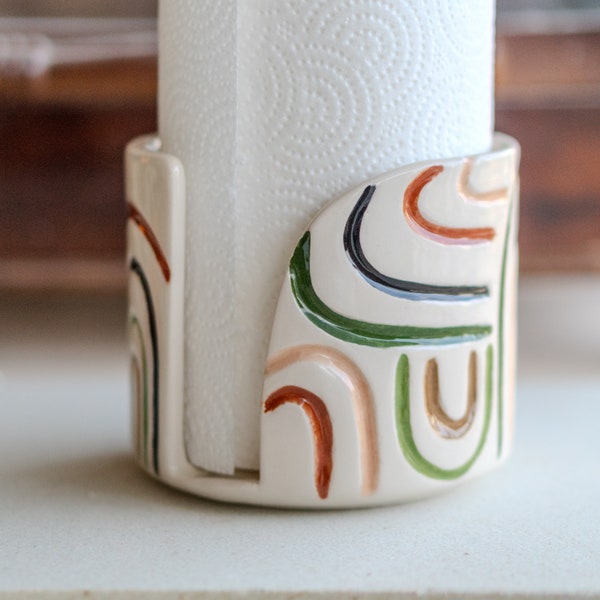 Paper Towel Holder - Ceramic Towel Rack, Handmade Ceramic Paper Roll Holder