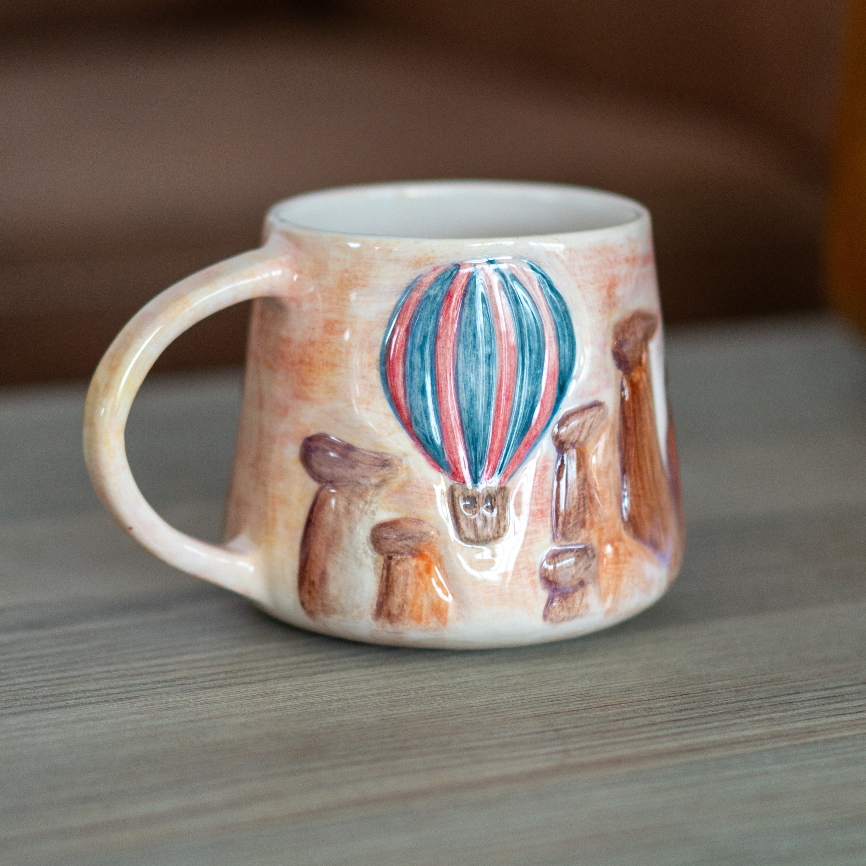 Cappadocia Coffee Mug - Hot Air Balloon, Ceramic Mug, Handmade