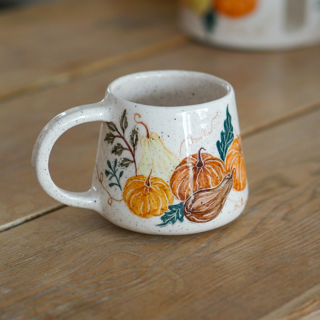 Pumpkin Mug Handmade Ceramic Coffee Mug Fall Mug Rustic Autumn Mug 