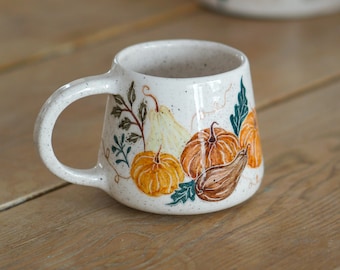 Pumpkin Mug – Handmade Ceramic Coffee Mug, Fall Mug, Rustic Autumn Mug, Pumpkin Spice Latte Mug, Halloween Gift