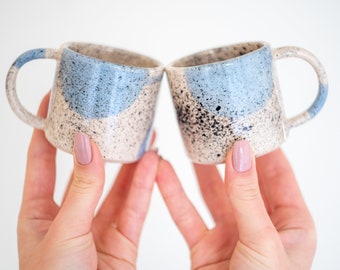 Minimal Handmade Espresso Cup Set - Contemporary Ceramic Coffee Cups, Stoneware High Quality Cups