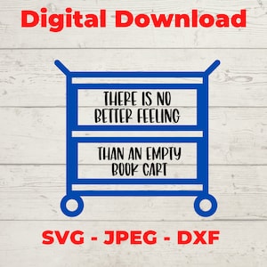 Leerer Buchwagen Bibliothekar SVG Buchliebhaber, Lehrer, Geschenk, Sofort Download, Digital