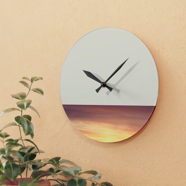 Minimalistic Acrylic Wall Clock in Neutral Beige - Modern Home Decor | Contemporary Office Decor