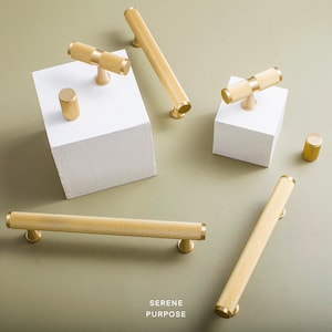 Luxury Gold Knurled Solid Brass Kitchen Cabinet Handles Collection