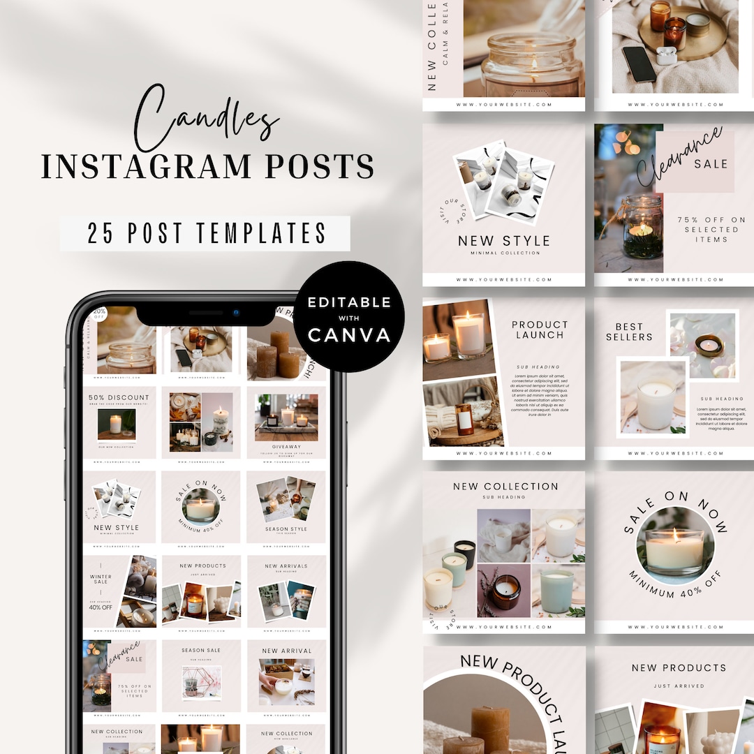 Candle Instagram Post Template, Candle Business Instagram Template