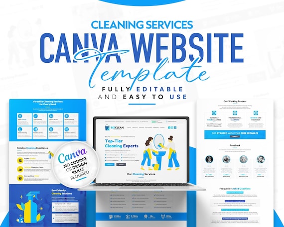 Cleaning Services Website Template: Editable Canva Design