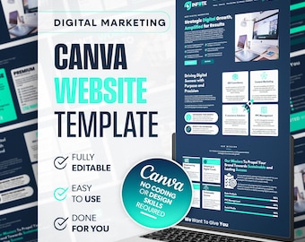Digital Marketing Agency Canva Website Template, Landing Page Templates,