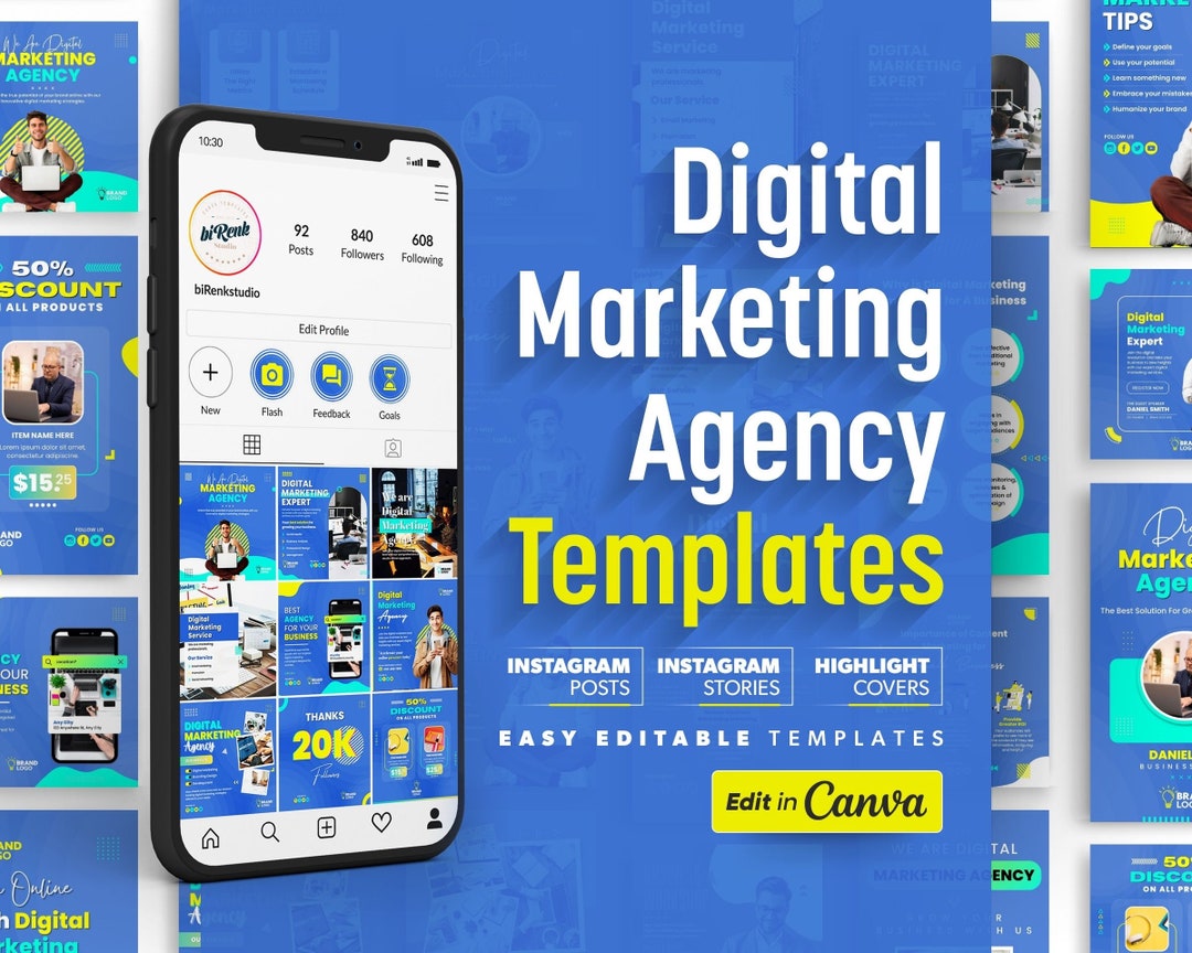 Canva Social Media Templates: Digital Marketing Agency Kit - Etsy