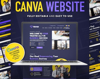 Business Consulting Website Template: Editable Canva One-Page Design