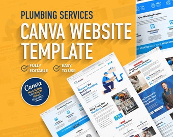Plumbing Services Website Template: Editable Canva Landing Page