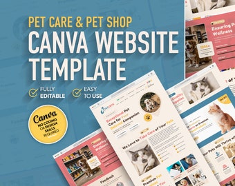 Pet Care Canva Website Template: Pet Shop Landing Page (PDF)