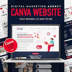 Digital Marketing Agency Canva Website Templates, One Page Website, Modern Design, Agency Website Template, Canva Website