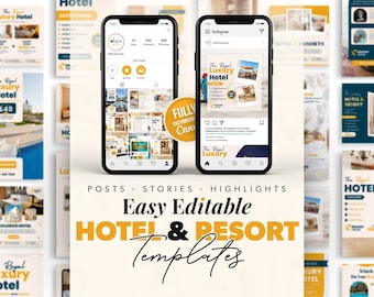 Hotel Instagram Templates: Resort Marketing Canva Designs