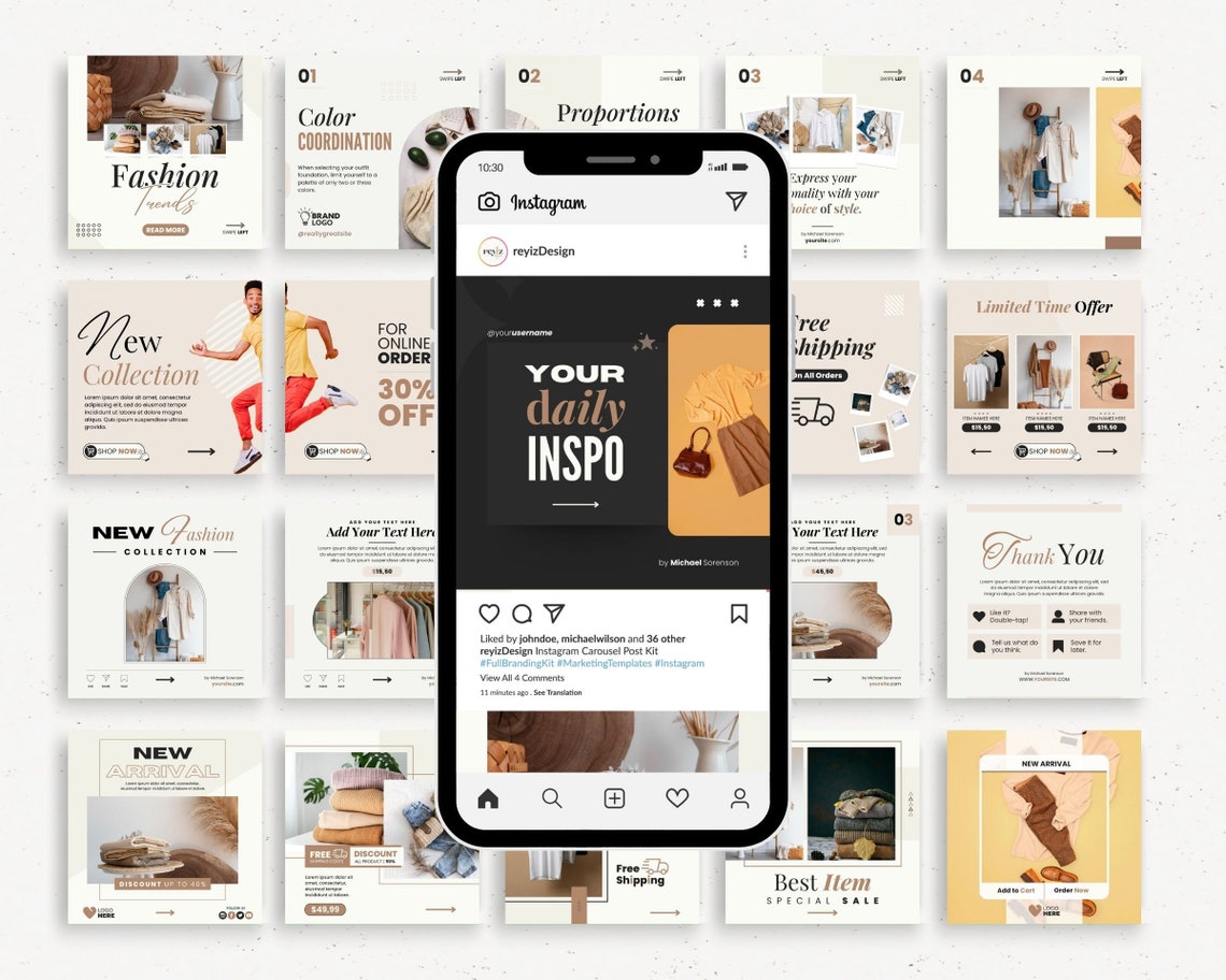 Instagram Carousel Templates for Small Business, Instagram Marketing ...